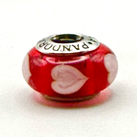 Pandora Red Love Pink Hearts Miami Glass Charm # 790658 S925 - Picture 1 of 4